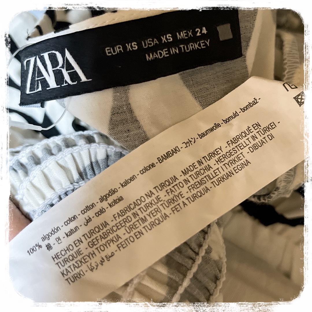 ZARA(ザラ)のZARA ♥ 大人気 バイカラー ベルト ゼブラ バルーン ワンピース ドレス レディースのワンピース(ミニワンピース)の商品写真