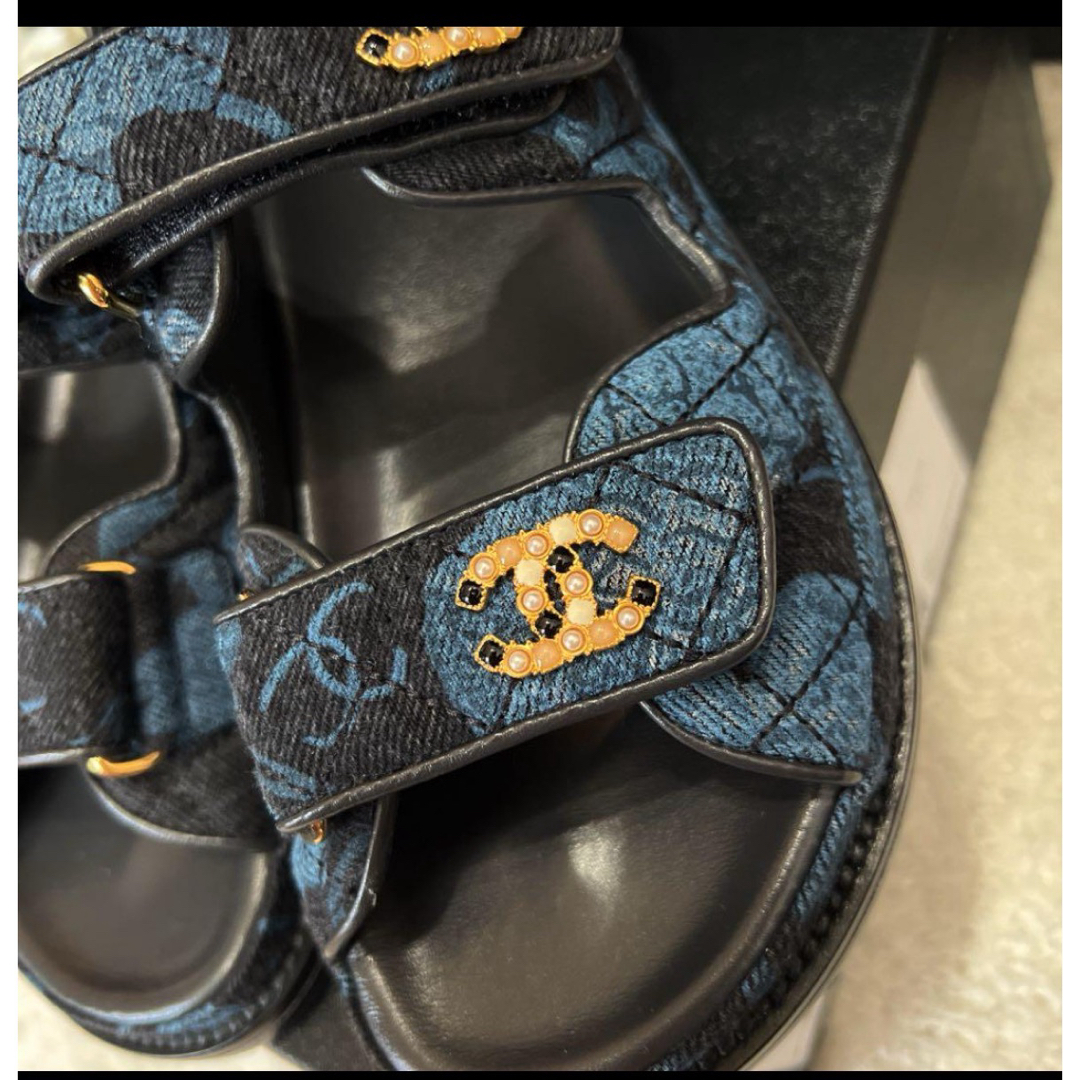 シャネル サンダル デニム CHANEL 正規品 フラットサンダル シャネル サンダル デニム CHANEL 正規品 フラットサンダル