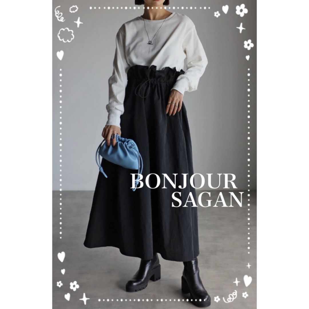 BONJOUR SAGAN(ボンジュールサガン)のBonjour sagan  ドロストスウェットドッキングワンピース レディースのワンピース(ロングワンピース/マキシワンピース)の商品写真