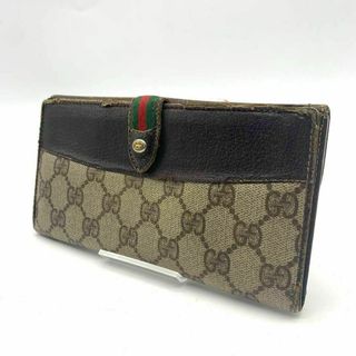 グッチ(Gucci)のオールドグッチ 長財布 レザー PVC ヴィンテージ シェリーライン(財布)