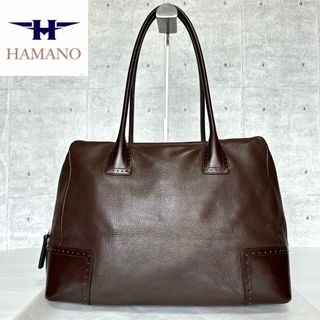 濱野皮革工藝/HAMANO - 【良品】HAMANO 濱野皮革工藝 ダークブラウン 肩掛け A4 ハンドバッグ