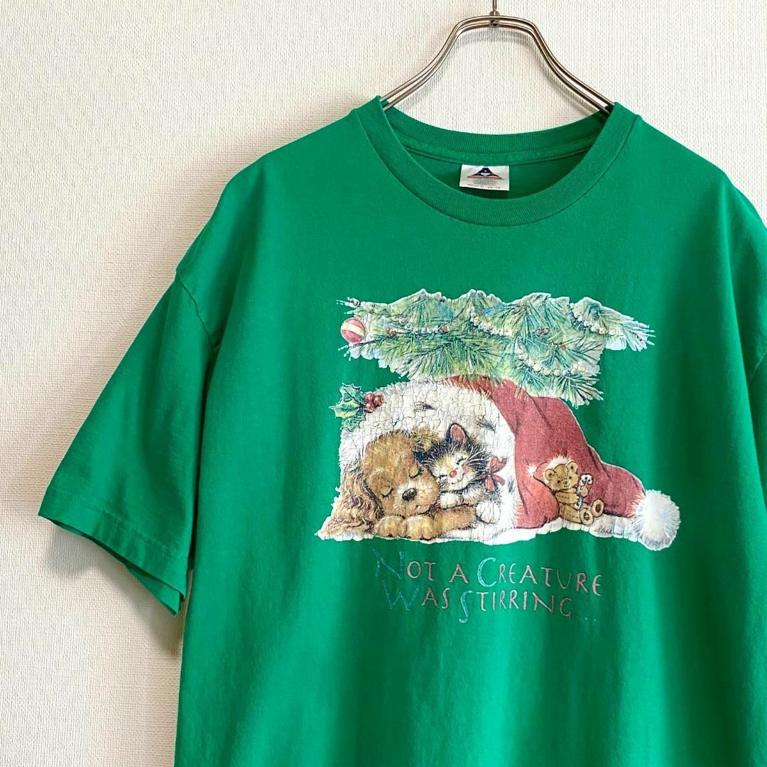 VINTAGE(ヴィンテージ)のアメリカ古着　00s ヴィンテージ　犬　猫　アニマル　プリント　半袖　Tシャツ メンズのトップス(Tシャツ/カットソー(半袖/袖なし))の商品写真