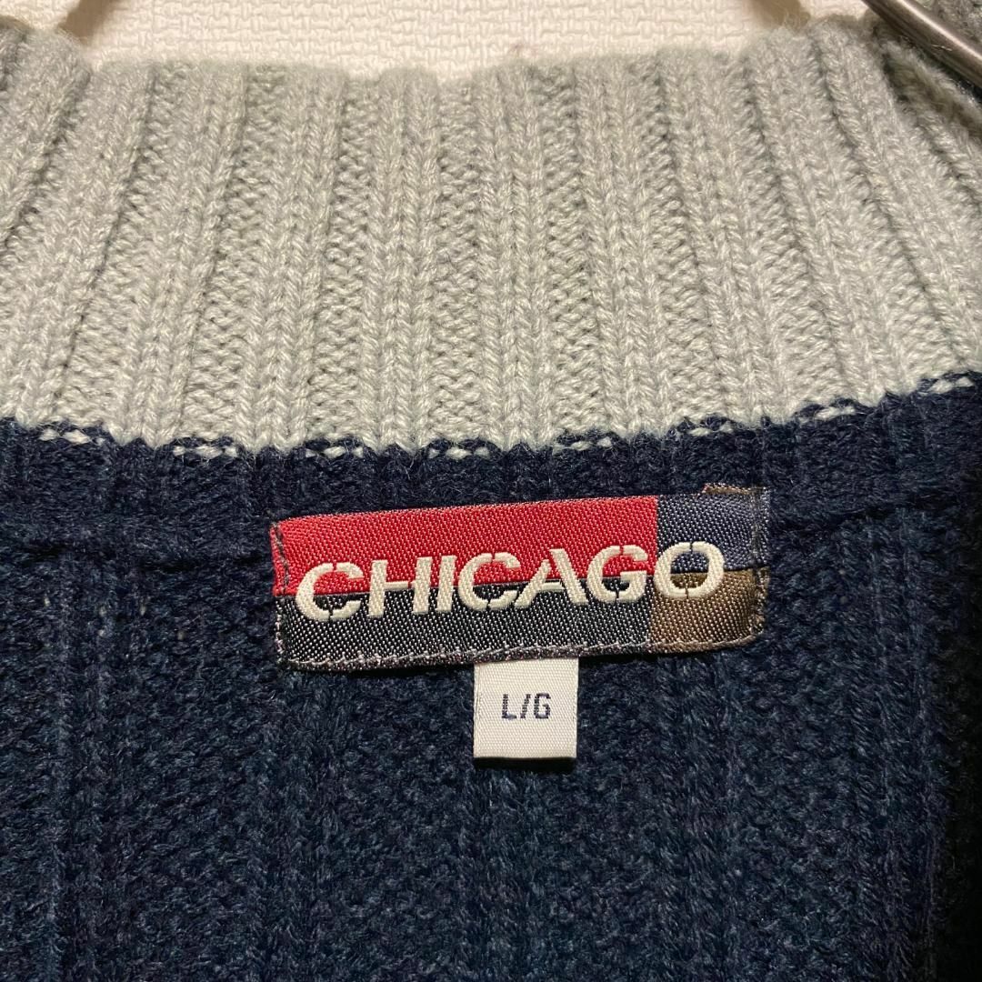 VINTAGE(ヴィンテージ)のアメリカ古着　CHICAGO ニット　セーター　長袖　ハーフジップ　P704 メンズのトップス(ニット/セーター)の商品写真