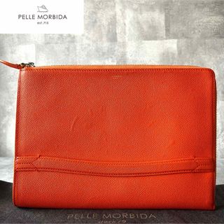 PELLE MORBIDA - 【美品】ペッレモルビダ レザー オレンジ デッキナイン セカンドクラッチバッグ