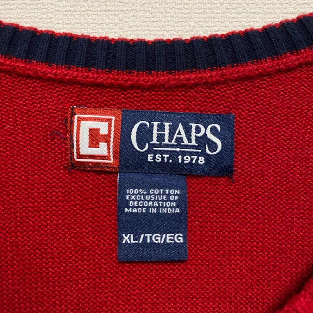 CHAPS(チャップス)のアメリカ古着　CHAPS　ニット　ベスト　セーター　Vネック　刺繍　P717 メンズのトップス(ニット/セーター)の商品写真