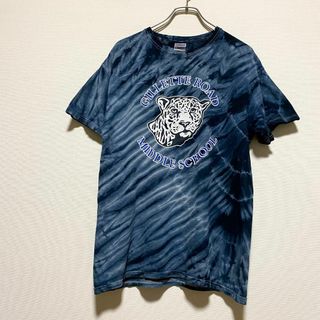 ギルタン(GILDAN)のアメリカ古着　アニマルプリント　半袖Tシャツ　タイダイ染め　ヒョウ　J244(Tシャツ/カットソー(半袖/袖なし))