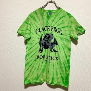 ギルタン(GILDAN)のアメリカ古着　ブラックフロッグ　カエル　蛙　半袖Tシャツ　タイダイ染め　企業物(Tシャツ/カットソー(半袖/袖なし))