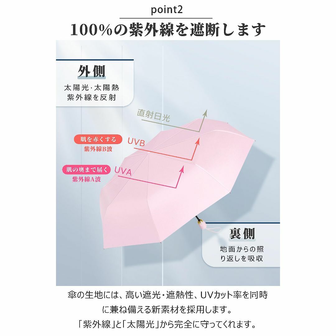 【色: グリーン】東京星川 日傘 折りたたみ傘 ワンタッチ 自動開閉 遮光 晴雨 レディースのファッション小物(その他)の商品写真