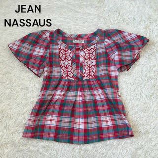 ジーンナッソーズ(jean nassaus)のjean nassaus ジーンナッソーズ　チェック　刺繍　ブラウス　半袖(シャツ/ブラウス(半袖/袖なし))