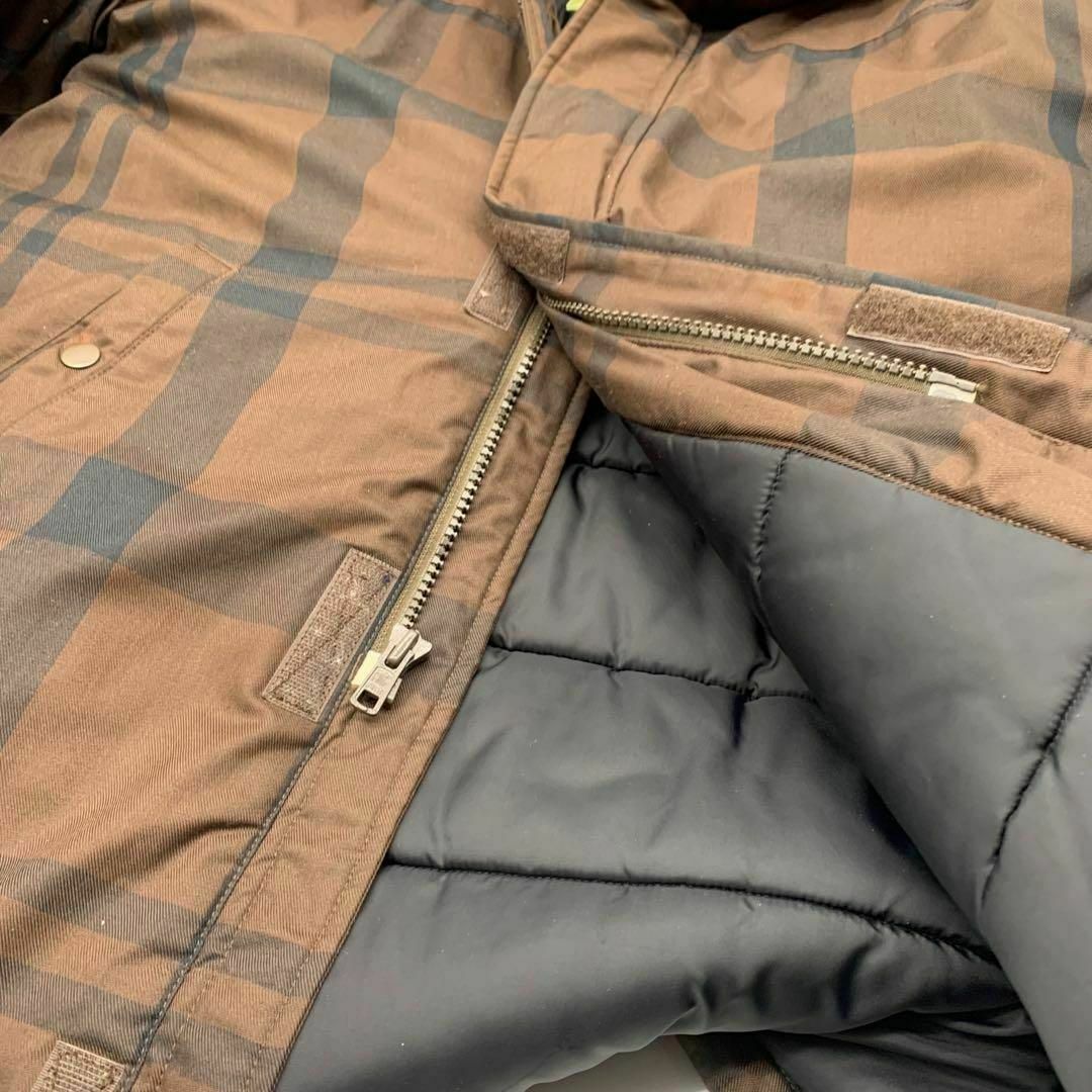 STUSSY(ステューシー)のステューシー　中綿ジャケット　チェック　フード　付き　ブラウン　茶色 メンズのジャケット/アウター(ダウンジャケット)の商品写真
