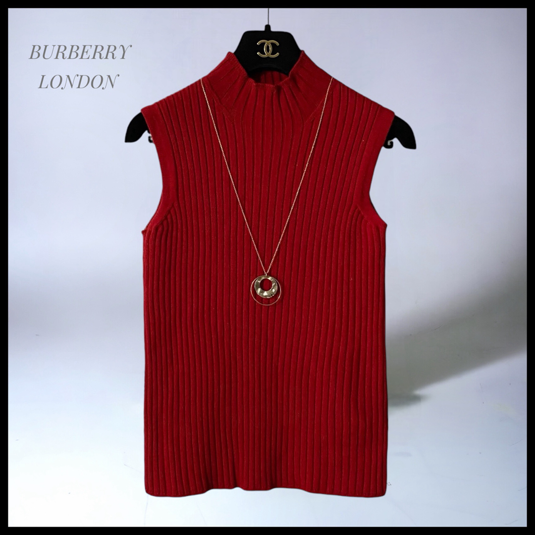 BURBERRY(バーバリー)の【BURBERRY LONDON】  シルク混  ハイネックノースリーブニット レディースのトップス(ニット/セーター)の商品写真