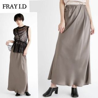 FRAY I.D - 表情のあるタックが可愛い♪　サテンタックナロースカート　マキシ　S グレー