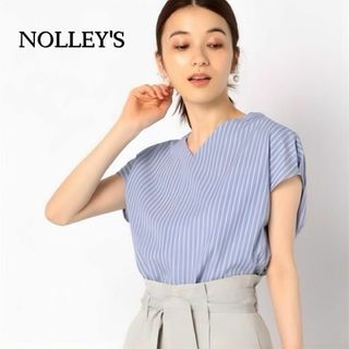 NOLLEY'S - 技ありタックが可愛い♪　綿100% ストライプブラウス　S ブルー