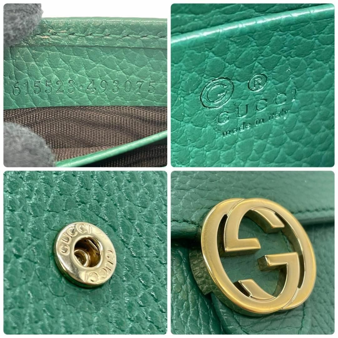 Gucci(グッチ)の美品　GUCCI グッチ　d3 レザー　チェーン　ショルダーウォレット　緑　財布 レディースのトップス(Tシャツ(半袖/袖なし))の商品写真