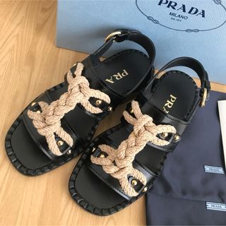 プラダ(PRADA)の新品同様　極美品　PRADA プラダ　サンダル　レディース　黒　23㎝(サンダル)