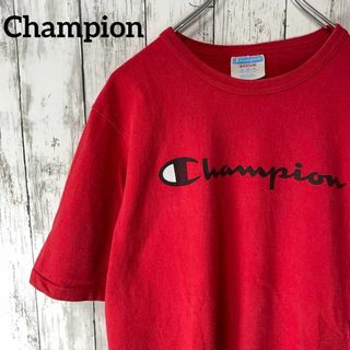 チャンピオン(Champion)のChampion USA古着 ロゴプリントTシャツ ロゴ刺繍 L 赤 メンズ(Tシャツ/カットソー(半袖/袖なし))