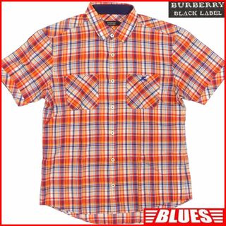 バーバリーブラックレーベル(BURBERRY BLACK LABEL)の廃盤 バーバリーブラックレーベル シャツ M半袖 オレンジ 刺繍 TJ987(Tシャツ/カットソー(半袖/袖なし))