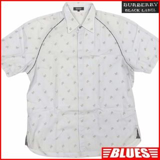 バーバリーブラックレーベル(BURBERRY BLACK LABEL)の廃盤 バーバリーブラックレーベル シャツ L半袖 ナイトロゴ 水色 TJ982(Tシャツ/カットソー(半袖/袖なし))