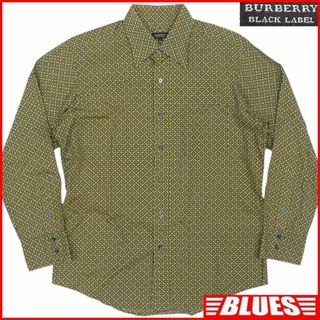 バーバリーブラックレーベル(BURBERRY BLACK LABEL)の廃盤 バーバリーブラックレーベル 日本製 シャツ L 長袖 総柄 緑 TJ974(Tシャツ/カットソー(七分/長袖))