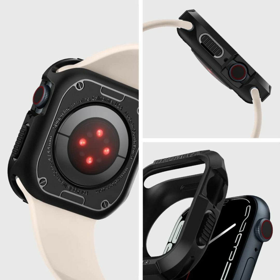 【色: ブラック】Spigen Apple Watch ケース 45mm | 4 スマホ/家電/カメラのスマホアクセサリー(その他)の商品写真