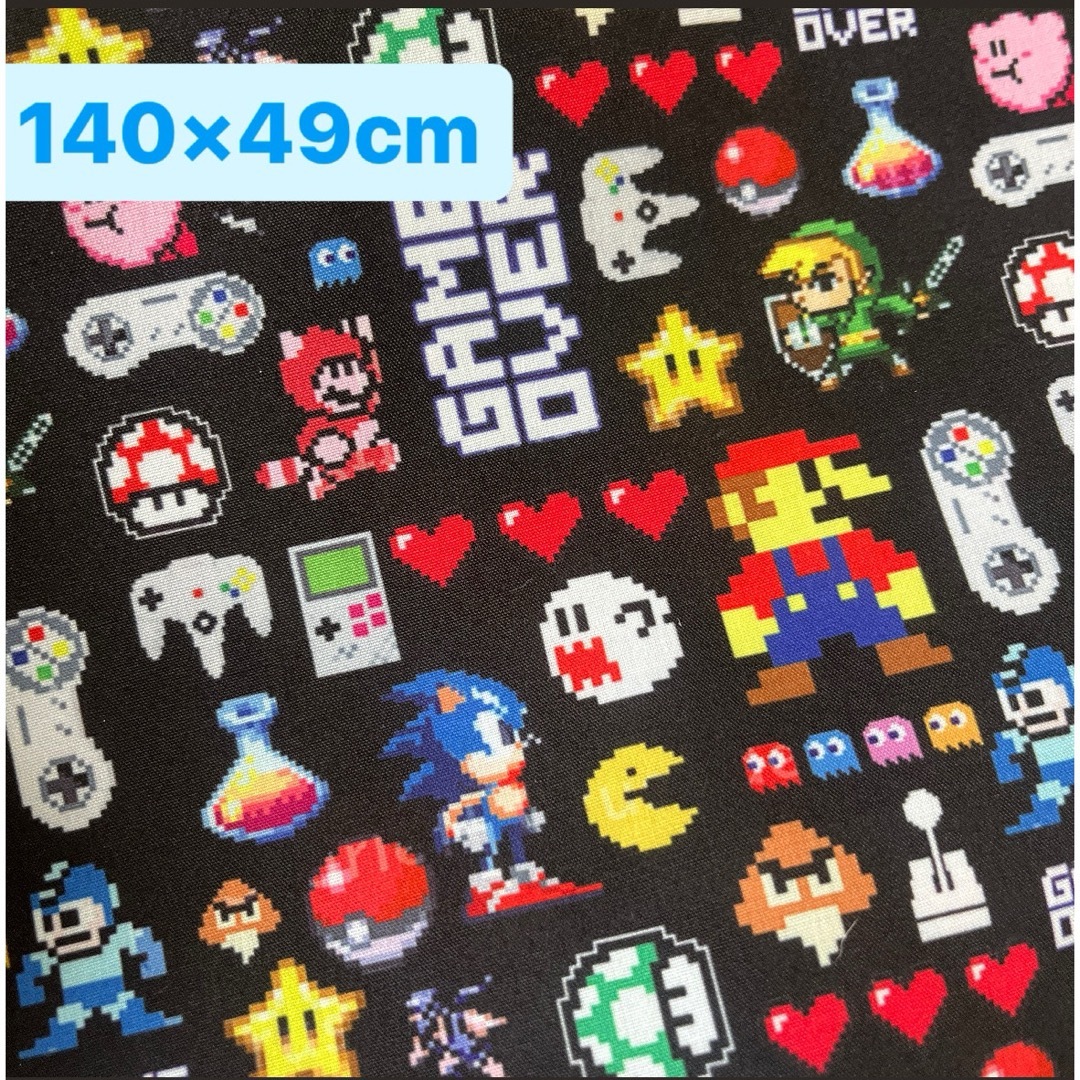 綿ポリ生地★ゲームキャラ★ドット絵★140×49cm ハンドメイドの素材/材料(生地/糸)の商品写真