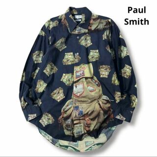 ポールスミス(Paul Smith)のポールスミス　イタリア製生地　ドレスシャツ　長袖　リュック柄　バックパック　総柄(Tシャツ/カットソー(七分/長袖))