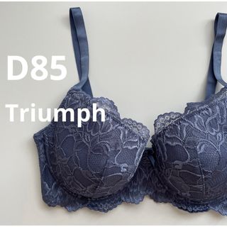 トリンプ(Triumph)の新品　トリンプ  D85 ブルー　4/5カップブラ　花柄レースブラ　大きいサイズ(ブラ)