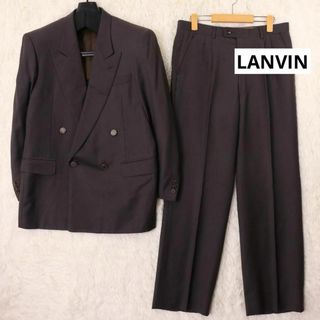 LANVIN - ランバン　ダブルブレスト　セットアップスーツ　ロゴボタン　ブラウン系　ウール