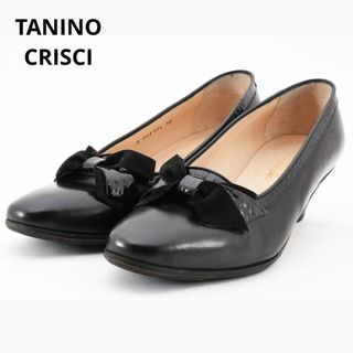 タニノクリスチー(TANINO CRISCI)のタニノクリスチー　リボンデザイン　パンプス　レザー　黒　ヒール　ブラック　36(ハイヒール/パンプス)