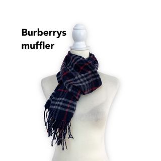 バーバリー(BURBERRY)のBurberrys バーバリーズ　マフラー　ストール　ノバチェック　ウール　濃紺(マフラー/ショール)