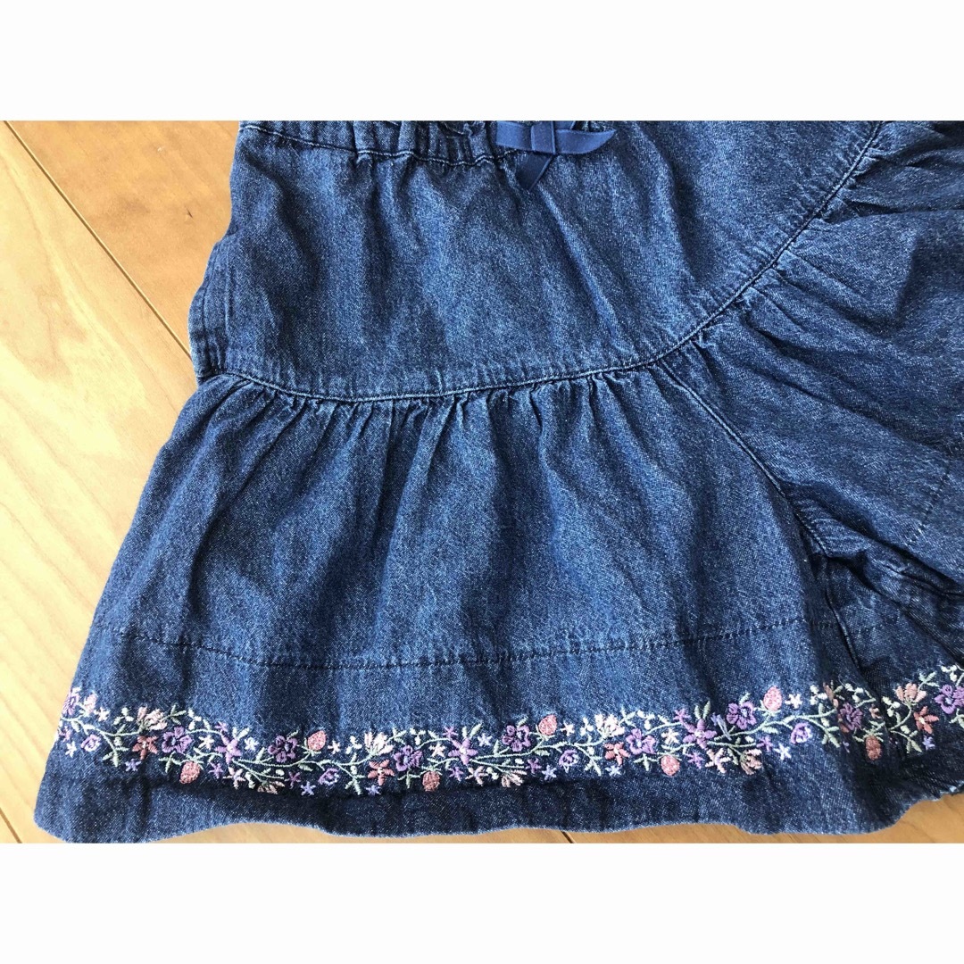 anyFAM(エニィファム)のエニィファム　デニム裾刺繍キュロット キッズ/ベビー/マタニティのキッズ服女の子用(90cm~)(パンツ/スパッツ)の商品写真