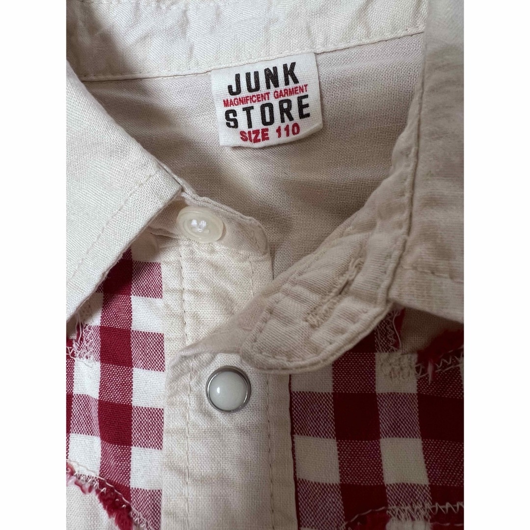 JUNK STORE(ジャンクストアー)のJUNK STORE ジャンクストアー　長袖シャツ　チェックシャツ　110 キッズ/ベビー/マタニティのキッズ服男の子用(90cm~)(Tシャツ/カットソー)の商品写真