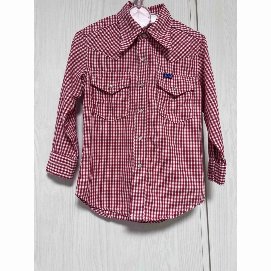 ギンガムチェックシャツ　長袖シャツ　110 キッズ/ベビー/マタニティのキッズ服男の子用(90cm~)(Tシャツ/カットソー)の商品写真