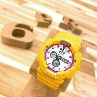 ベビージー(Baby-G)の廃盤【カシオ】ベビージー 腕時計 ユニフォーム デザイン BA-120 黄×白(腕時計)