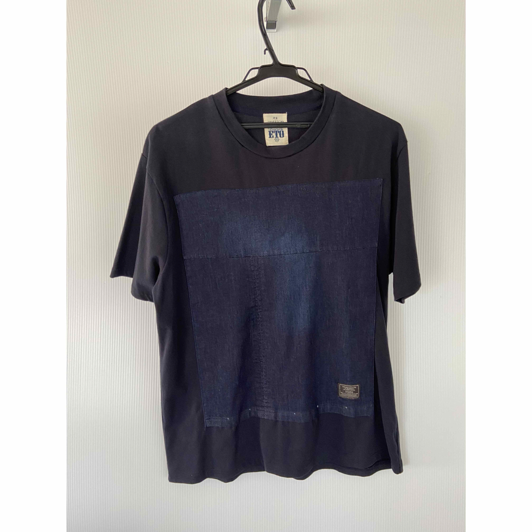 BLUETO　ブルート　デニムTシャツ　リメイク風パッチワーク　L　インディゴ メンズのトップス(Tシャツ/カットソー(半袖/袖なし))の商品写真
