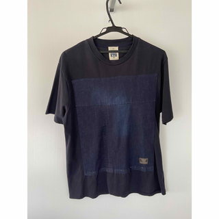 BLUETO　ブルート　デニムTシャツ　リメイク風パッチワーク　L　インディゴ(Tシャツ/カットソー(半袖/袖なし))