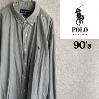 ポロラルフローレン(POLO RALPH LAUREN)の90s POLO RALPHLAUREN 長袖　チェック　シャツ　千鳥柄　XL(シャツ)