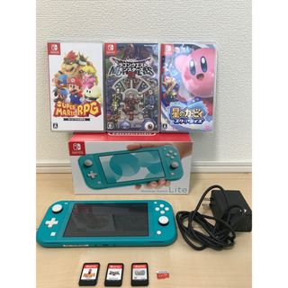 ニンテンドースイッチ(Nintendo Switch)の✨美品Switch Liteターコイズ一式＋ソフト3本セット✨64GSD付(携帯用ゲーム機本体)