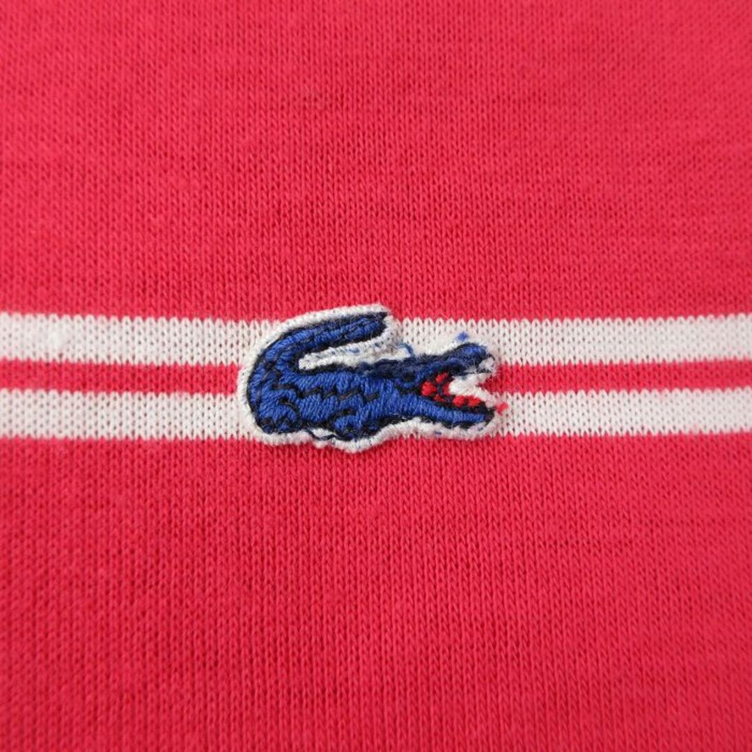 LACOSTE(ラコステ)の古着 ラコステ LACOSTE IZOD 半袖 ブランド ポロ シャツ キッズ ボーイズ 子供服 80年代 80s ワンポイントロゴ USA製 赤他 レッド ボーダー 24apr17 キッズ/ベビー/マタニティのベビー服(~85cm)(その他)の商品写真