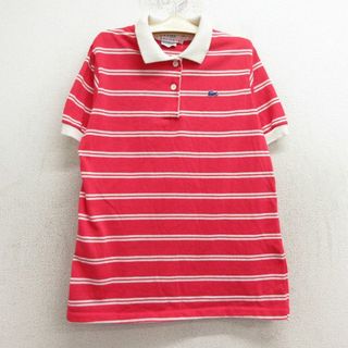 ラコステ(LACOSTE)の古着 ラコステ LACOSTE IZOD 半袖 ブランド ポロ シャツ キッズ ボーイズ 子供服 80年代 80s ワンポイントロゴ USA製 赤他 レッド ボーダー 24apr17(その他)