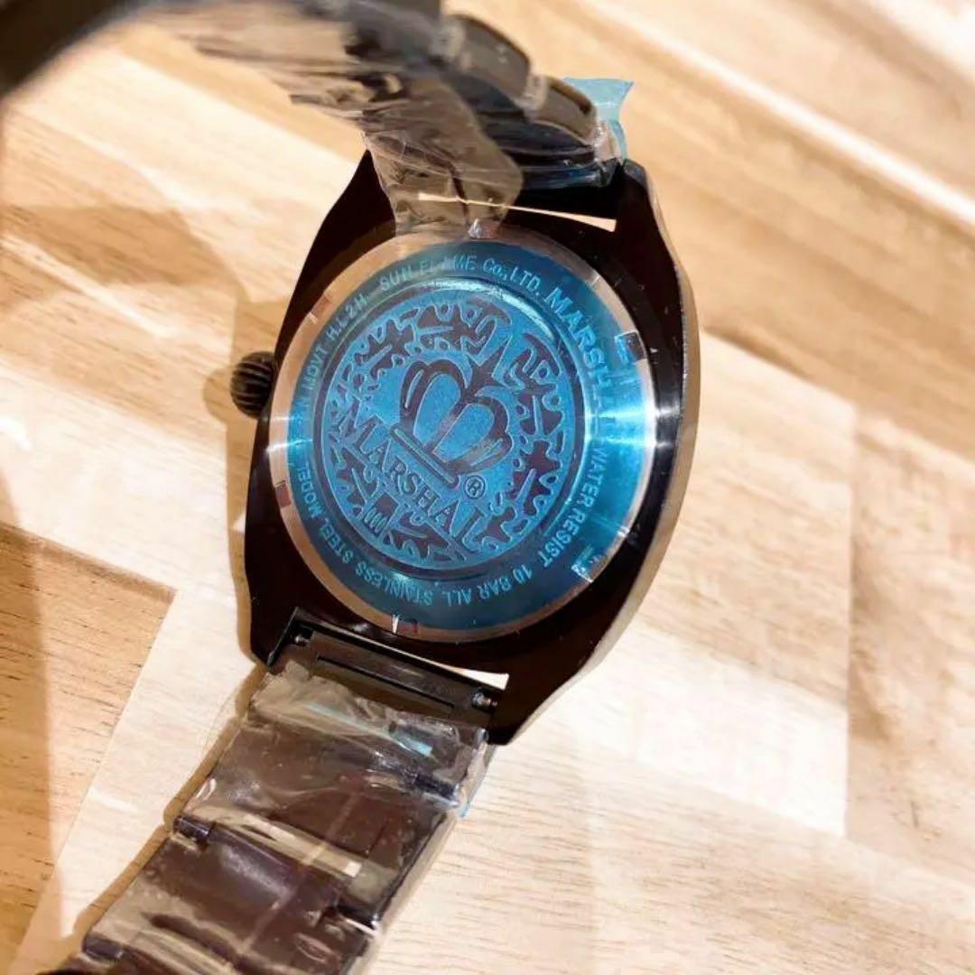 Marshall(マーシャル)の新品/未使用【マーシャル】腕時計 丸文字 黒ブラック×黄色イエロー オシャレ メンズの時計(腕時計(アナログ))の商品写真