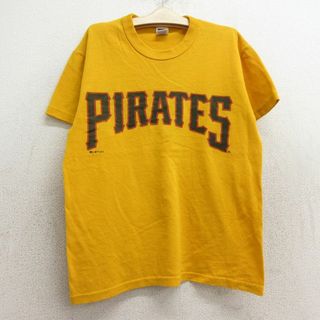 古着 ラッセル 半袖 ビンテージ Tシャツ キッズ ボーイズ 子供服 00年代 00s MLB ピッツバーグパイレーツ 4 クルーネック 黄 イエロー メジャーリーグ ベースボール 野球 24apr17(シャツ/カットソー)