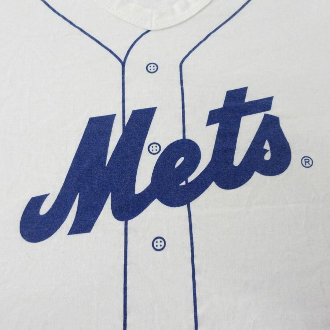 古着 半袖 ビンテージ Tシャツ キッズ ボーイズ 子供服 90年代 90s MLB ニューヨークメッツ コットン クルーネック USA製 白 ホワイト メジャーリーグ ベースボール 野球 24apr17 キッズ/ベビー/マタニティのベビー服(~85cm)(シャツ/カットソー)の商品写真