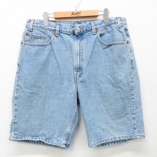 リーバイス(Levi's)のW36★古着 リーバイス Levis 505 ショート パンツ ショーツ メンズ 00年代 00s コットン 薄紺 ネイビー デニム 24apr17 中古 ボトムス 短パン ショーパン ハーフ(ワークパンツ/カーゴパンツ)