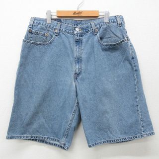 リーバイス(Levi's)のW35★古着 リーバイス Levis 560 ショート パンツ ショーツ メンズ 00年代 00s コットン 紺 ネイビー デニム 24apr17 中古 ボトムス 短パン ショーパン ハーフ(ワークパンツ/カーゴパンツ)