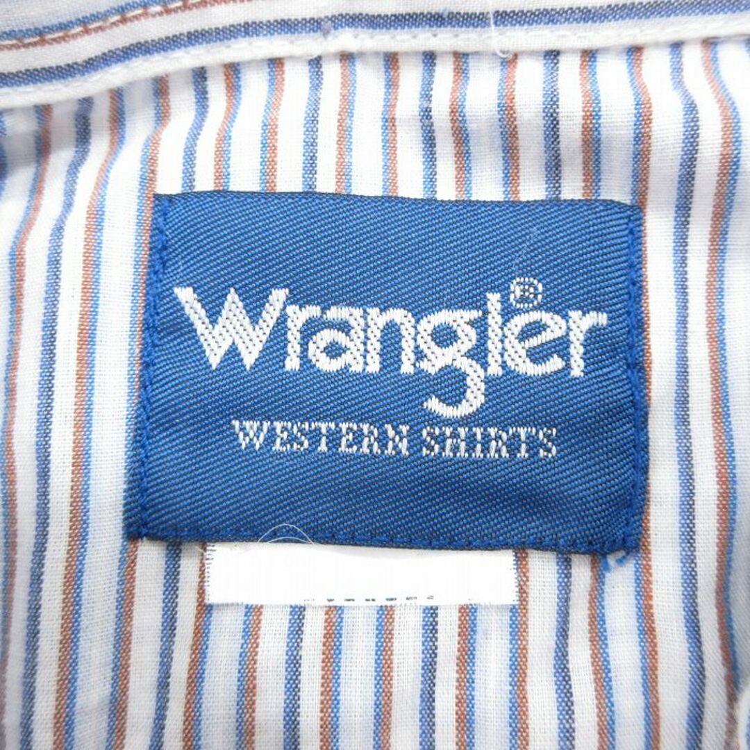 Wrangler(ラングラー)のXL★古着 ラングラー Wrangler 半袖 ウエスタン シャツ メンズ 大きいサイズ 紺他 ネイビー ストライプ 24apr17 中古 トップス メンズのトップス(シャツ)の商品写真