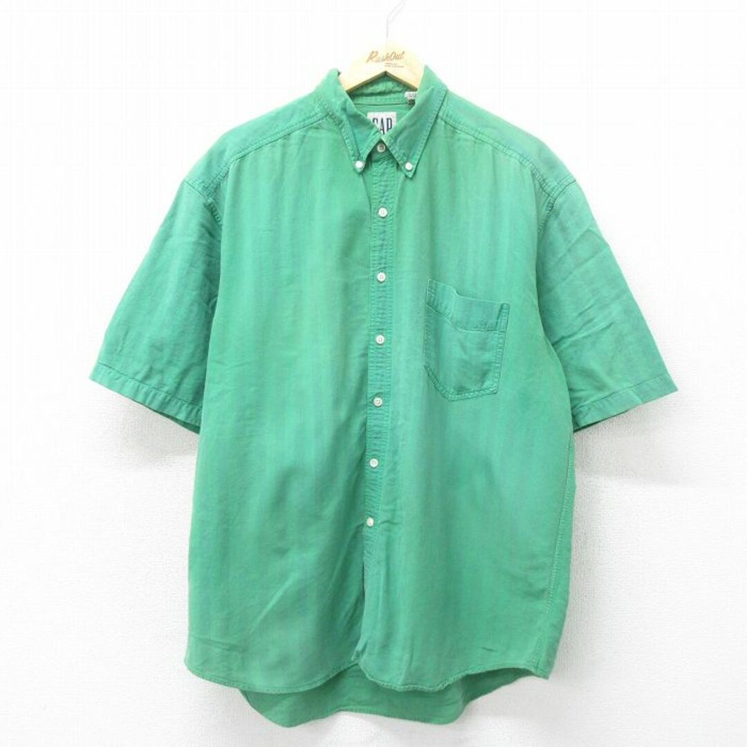 GAP(ギャップ)のXL★古着 ギャップ GAP 半袖 シャツ メンズ 90年代 90s 大きいサイズ コットン ボタンダウン 緑 グリーン 24apr17 中古 トップス メンズのトップス(シャツ)の商品写真