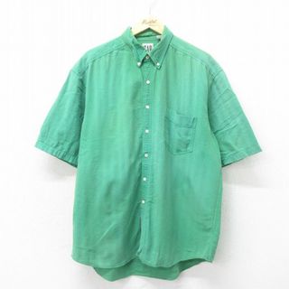 ギャップ(GAP)のXL★古着 ギャップ GAP 半袖 シャツ メンズ 90年代 90s 大きいサイズ コットン ボタンダウン 緑 グリーン 24apr17 中古 トップス(シャツ)