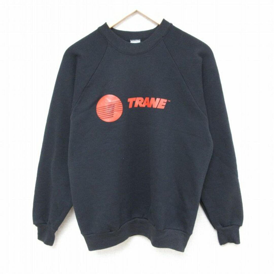 FRUIT OF THE LOOM(フルーツオブザルーム)のS★古着 フルーツオブザルーム 長袖 スウェット メンズ 90年代 90s TRANE ラグラン クルーネック USA製 黒 ブラック 【spe】 24apr17 中古 スエット トレーナー トップス メンズのトップス(パーカー)の商品写真