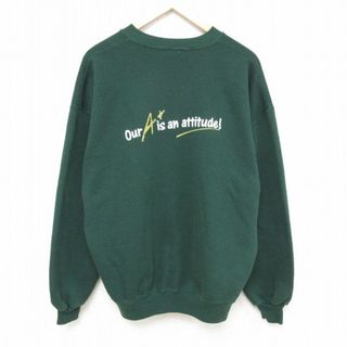 XL★古着 ジャージーズ 長袖 スウェット メンズ 90年代 90s オマハパブリックスクール クルーネック USA製 緑 グリーン 24apr17 中古 スエット トレーナー トップス(パーカー)